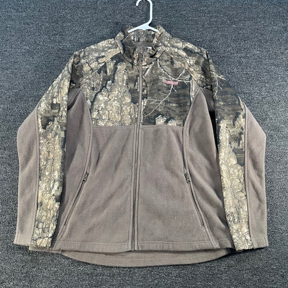 Magellan Outdoors Fleece Jacket Womens XL Taupe Camo Good Realtree Timber Zip